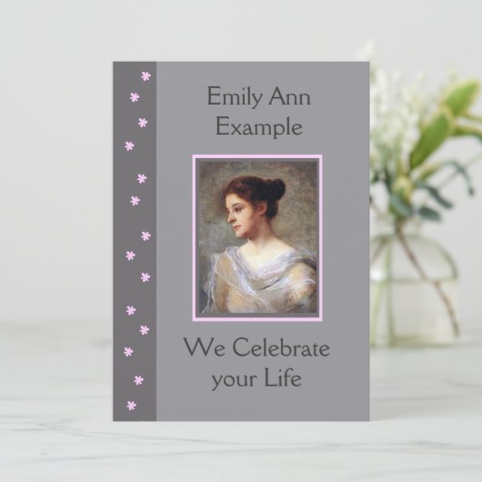 カスタマイズ可能なフローラ葬儀/ウェイク/メモリアル 招待状 (スタンド正面)