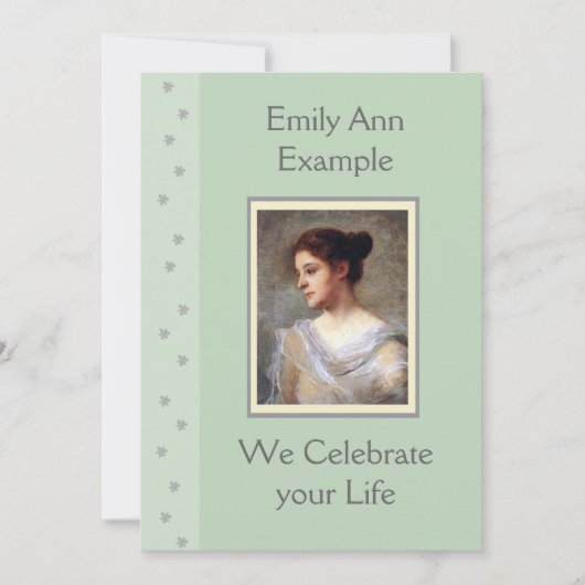 カスタマイズ可能なフローラ葬儀/ウェイク/メモリアル 招待状 (正面)