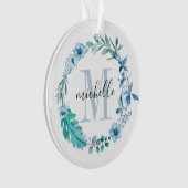 カスタマイズ可能なフローラModogram Blue春 オーナメント (正面)