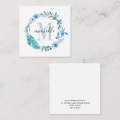 カスタマイズ可能なフローラModogram Blue春 スクエア名刺 (正面/裏面)