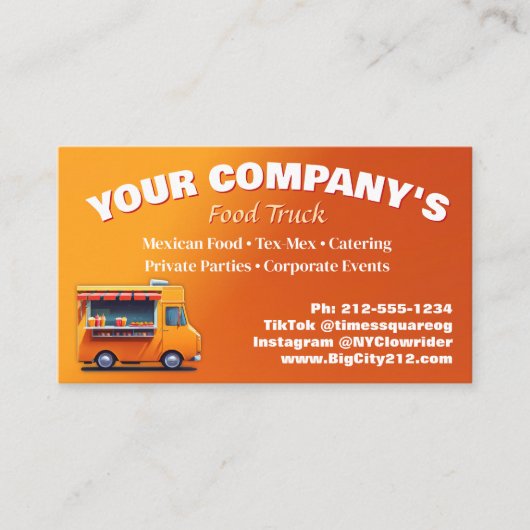 カスタマイズ可能なフードトラックの名刺 名刺 (正面)