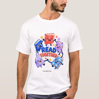 カスタマイズ可能なブッククラブ名入り「一緒に読む」デザイン Tシャツ