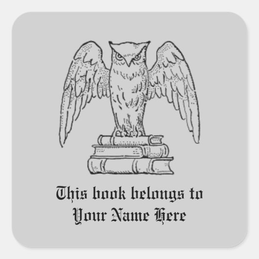 カスタマイズ可能なブック名ステッカー スクエアシール (正面)