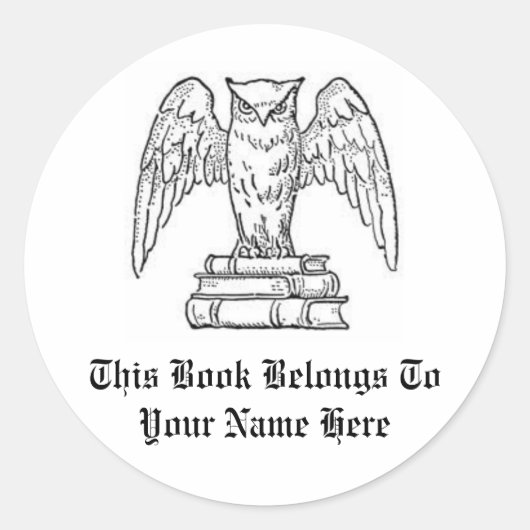 カスタマイズ可能なブック名ラベル ラウンドシール (正面)