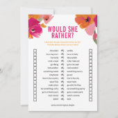 カスタマイズ可能なブライダルシャワーゲーム'彼女はむしろ' 招待状 (正面)