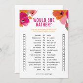 カスタマイズ可能なブライダルシャワーゲーム'彼女はむしろ' 招待状 (正面/裏面)