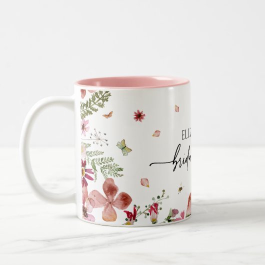 カスタマイズ可能なブライダルシャワーパーティーの好意モメント ツートーンマグカップ (左)