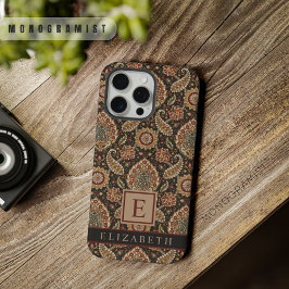 カスタマイズ可能なブラウンピーチピンクのペイズリー柄 iPhone 15 PRO MAXケース
