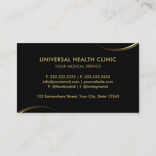 カスタマイズ可能なブラックおよび金ゴールドプロフェッショナル事業 名刺 (裏面)