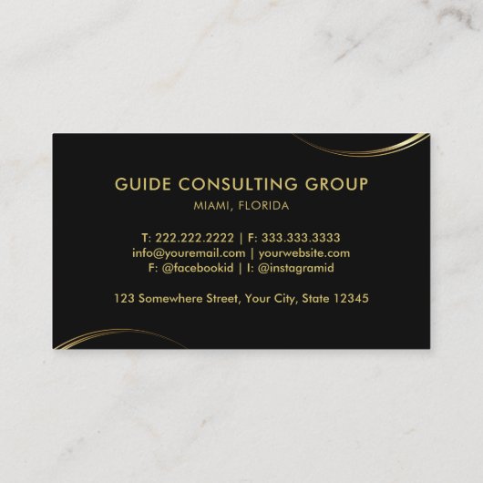 カスタマイズ可能なブラックおよび金ゴールドプロフェッショナル事業 名刺 (裏面)