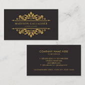 カスタマイズ可能なブラックおよび金ゴールドモノグラムプロフェッショナル 名刺 (正面/裏面)