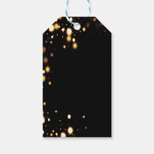 カスタマイズ可能なブラックおよび金ゴールド《写真》ぼけ味ギフトラベル ギフトタグ (正面)