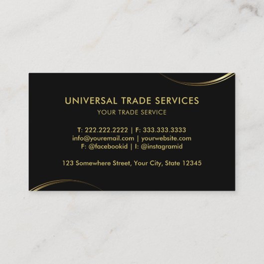 カスタマイズ可能なブラックとゴールドのプロフェッショナルビジネス 名刺 (裏面)