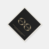 カスタマイズ可能なブラックと金ゴールドロゴカクテルナプキン スタンダードカクテルナプキン (角)