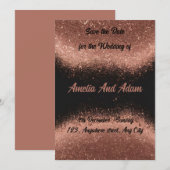 カスタマイズ可能なブラックの背景にローズゴールド 招待状 (正面/裏面)