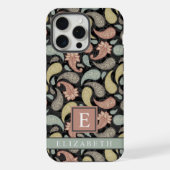 カスタマイズ可能なブラックイエローブルーピンクペイズリー iPhoneケース (裏面)