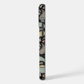 カスタマイズ可能なブラックイエローブルーピンクペイズリー iPhoneケース (左側面)