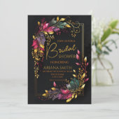 カスタマイズ可能なブラックブライダルシャワーカード 招待状 (スタンド正面)