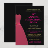 カスタマイズ可能なブラック&ピンクの年間資金調達Gala 招待状 (正面/裏面)