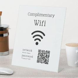 カスタマイズ可能なブラック&ホワイトの無料WiFiコード 台座サイン