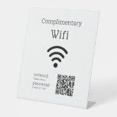 カスタマイズ可能なブラック&ホワイトの無料WiFiコード 台座サイン (正面)