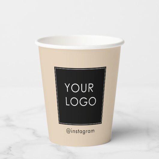 カスタマイズ可能なブランド企業のビジネスロゴベージュ 紙コップ (裏面)