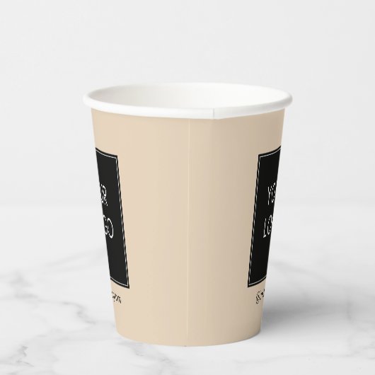カスタマイズ可能なブランド企業のビジネスロゴベージュ 紙コップ (右)