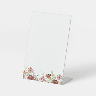 カスタマイズ可能なブルゴーニュのワイルドフラワーサイン 台座サイン