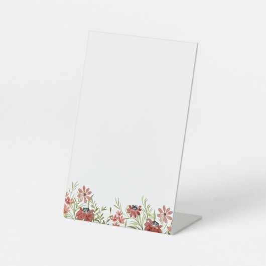 カスタマイズ可能なブルゴーニュのワイルドフラワーサイン 台座サイン (正面)