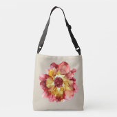 カスタマイズ可能なブルゴーニュ&金ゴールドカメリアフローラ クロスボディバッグ (裏面)