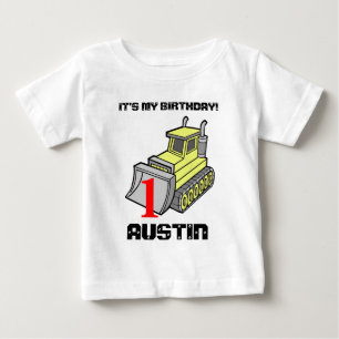 カスタマイズ可能なブルドーザーの誕生日のティー ベビーTシャツ