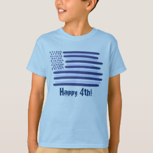 カスタマイズ可能なブルーアメリカ国旗の少年たち4th 7月T Tシャツ