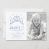 カスタマイズ可能なブルーティアラ写真誕生日招待状 招待状 (正面)