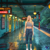 カスタマイズ可能なブルーデニムパッチワーク置換可能ロゴ カプリレギンス