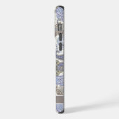 カスタマイズ可能なブルーパープルグレーホワイトペイズリー iPhoneケース (左側面)