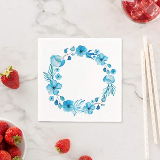 カスタマイズ可能なブルーフローラナプキン スタンダードカクテルナプキン (インサイチュ)