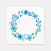 カスタマイズ可能なブルーフローラナプキン スタンダードカクテルナプキン (正面)