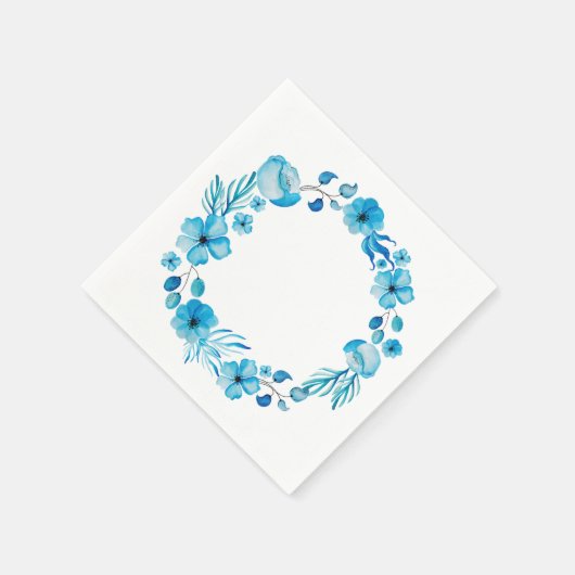 カスタマイズ可能なブルーフローラナプキン スタンダードカクテルナプキン (角)