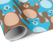 カスタマイズ可能なブルーブラウンテディベアの面分割 ラッピングペーパー (ロールコーナー)