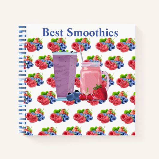 カスタマイズ可能なブルーベリーとストロベリースムージー ノートブック (正面)
