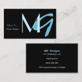 カスタマイズ可能なブルーモノグラム名刺 名刺 (正面/裏面)