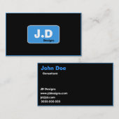 カスタマイズ可能なブルーモノグラム名刺 名刺 (正面/裏面)