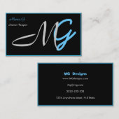 カスタマイズ可能なブルーモノグラム名刺 名刺 (正面/裏面)