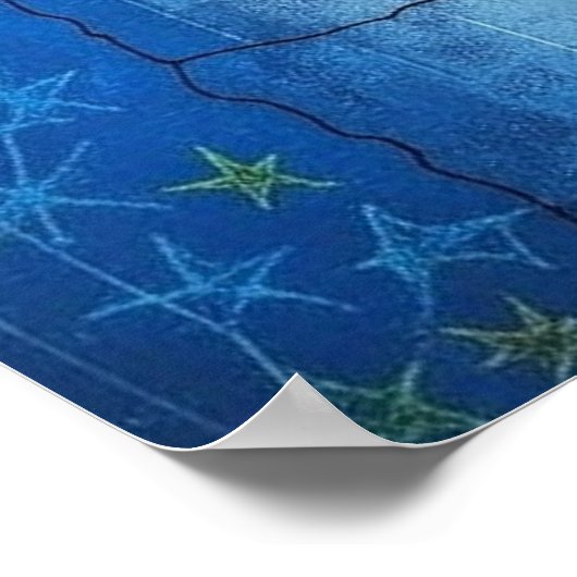 カスタマイズ可能なブルー抽象芸術通りアートテクスチャ ポスター (角)