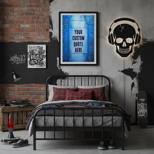 カスタマイズ可能なブルー抽象芸術通りアートテクスチャ ポスター