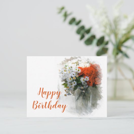 カスタマイズ可能なブーケデジタルアート誕生日はがき ポストカード (スタンド正面)