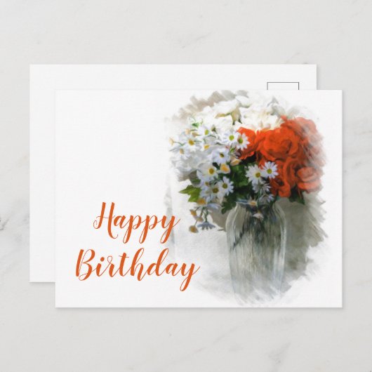 カスタマイズ可能なブーケデジタルアート誕生日はがき ポストカード (正面/裏面)