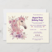 カスタマイズ可能なプリティポニーとペタルズの馬の誕生日招待状 招待状 (正面)