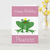 カスタマイズ可能なプリンセスのカエルのバースデー・カード カード (黄色い花)