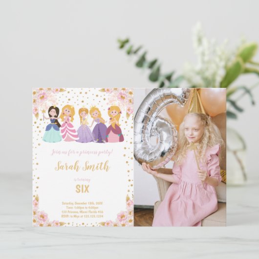 カスタマイズ可能なプリンセスパーティの招待状 子供へ 招待状 (スタンド正面)